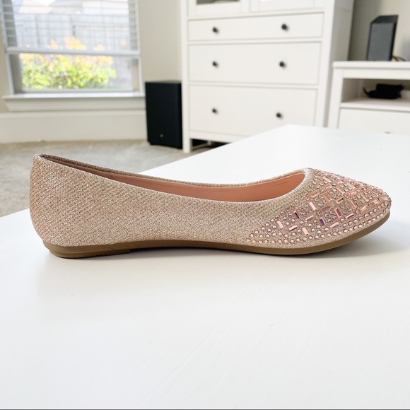 Top Moda Comfort Champagne Rhinestones Glitter Flats Bruce-5 - Picture 2 of 6